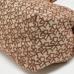 DKNY Beige Signature Fabric and Leather Town and Country Hobo
