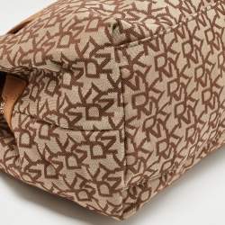 DKNY Beige Signature Fabric and Leather Town and Country Hobo
