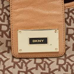 DKNY Beige Signature Fabric and Leather Town and Country Hobo