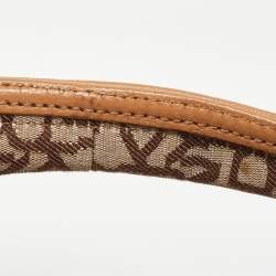 DKNY Beige Signature Fabric and Leather Town and Country Hobo