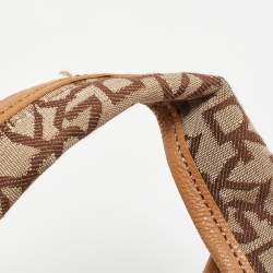 DKNY Beige Signature Fabric and Leather Town and Country Hobo