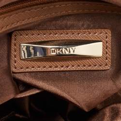 DKNY Beige Signature Fabric and Leather Town and Country Hobo