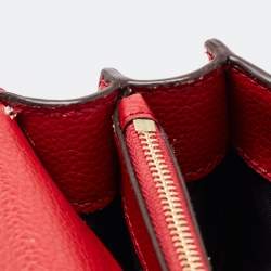 Pre Owned DKNY Red Leather Charm Flap Crossbody Bag