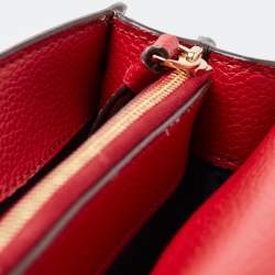 Pre Owned DKNY Red Leather Charm Flap Crossbody Bag