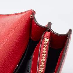 Pre Owned DKNY Red Leather Charm Flap Crossbody Bag