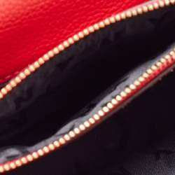 Pre Owned DKNY Red Leather Charm Flap Crossbody Bag