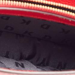 Pre Owned DKNY Red Leather Charm Flap Crossbody Bag