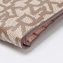 Pre Owned DKNY Beige Signature Coated Canvas Compact Wallet