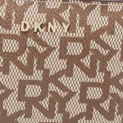 Pre Owned DKNY Beige Signature Coated Canvas Compact Wallet