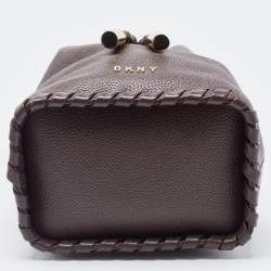 Pre Owned DKNY Dark Brown Leather Small York Winnie Bucket Bag