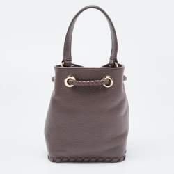 Pre Owned DKNY Dark Brown Leather Small York Winnie Bucket Bag