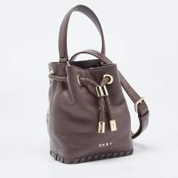 Pre Owned DKNY Dark Brown Leather Small York Winnie Bucket Bag