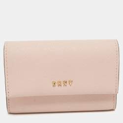 DKNY Pink Saffiano Leather Flap Compact Wallet