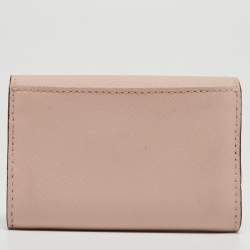 DKNY Pink Saffiano Leather Flap Compact Wallet