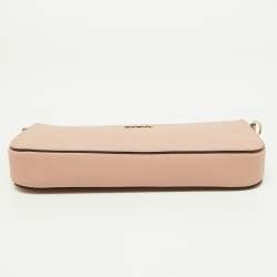 Pre Owned Dkny Pink Leather Zip Crossbody Bag