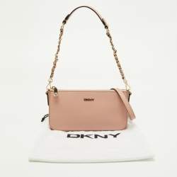 Pre Owned Dkny Pink Leather Zip Crossbody Bag