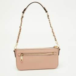 Pre Owned Dkny Pink Leather Zip Crossbody Bag