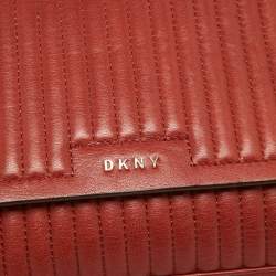 DKNY Brown Brique Quilted Leather Gansevoort Flap Shoulder Bag