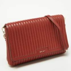 DKNY Brown Brique Quilted Leather Gansevoort Flap Shoulder Bag