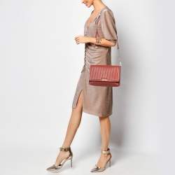 DKNY Brown Brique Quilted Leather Gansevoort Flap Shoulder Bag