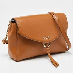 Pre Owned DKNY Tan Leather Greenwich Crossbody Bag