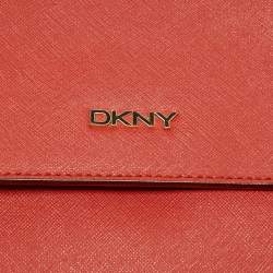 DKNY Brick Red Saffiano Leather Bryant Flap Shoulder Bag