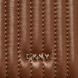 Pre Owned DKNY Brown Leather Phone Crossbody Bag