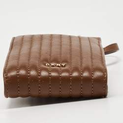 Pre Owned DKNY Brown Leather Phone Crossbody Bag