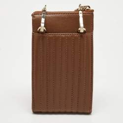 Pre Owned DKNY Brown Leather Phone Crossbody Bag