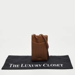 Pre Owned DKNY Brown Leather Phone Crossbody Bag