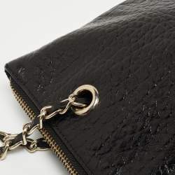 Pre Owned DKNY Black Leather Charm Chain Tote