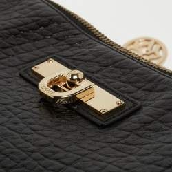 Pre Owned DKNY Black Leather Charm Chain Tote