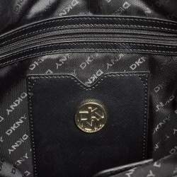 Pre Owned DKNY Black Leather Charm Chain Tote