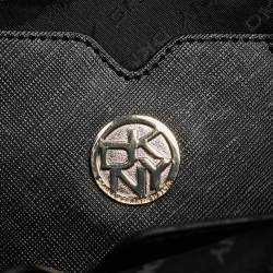 Pre Owned DKNY Black Leather Charm Chain Tote