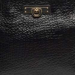 Pre Owned DKNY Black Leather Charm Chain Tote