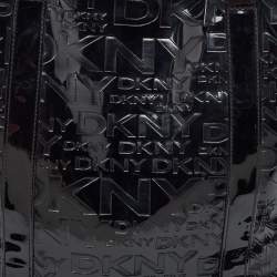 Pre Owned DKNY Black PVC Logo Embossed Shopper Tote