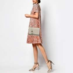 Pre Owned DKNY Beige Saffiano Leather Logo Flap Top Handle Bag