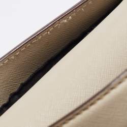 Pre Owned DKNY Beige Saffiano Leather Logo Flap Top Handle Bag