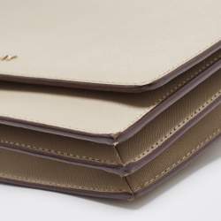 Pre Owned DKNY Beige Saffiano Leather Logo Flap Top Handle Bag