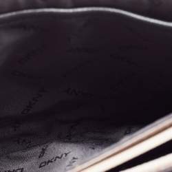 Pre Owned DKNY Beige Saffiano Leather Logo Flap Top Handle Bag