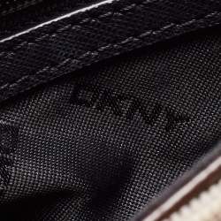 Pre Owned DKNY Beige Saffiano Leather Logo Flap Top Handle Bag