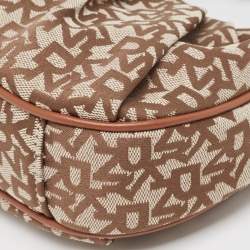 DKNY Brown/Beige Signature Canvas and Leather Reese Demi Crossbody Bag