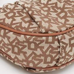 DKNY Brown/Beige Signature Canvas and Leather Reese Demi Crossbody Bag
