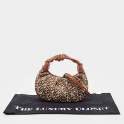 DKNY Brown/Beige Signature Canvas and Leather Reese Demi Crossbody Bag