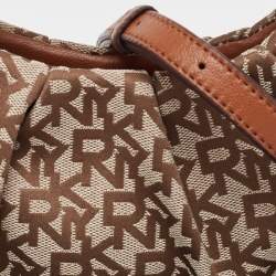 DKNY Brown/Beige Signature Canvas and Leather Reese Demi Crossbody Bag