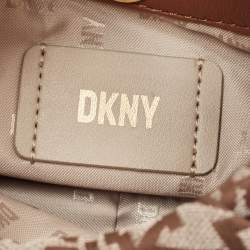 DKNY Brown/Beige Signature Canvas and Leather Reese Demi Crossbody Bag