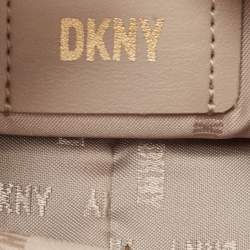 DKNY Brown/Beige Signature Canvas and Leather Reese Demi Crossbody Bag