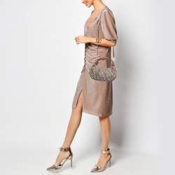 DKNY Brown/Beige Signature Canvas and Leather Reese Demi Crossbody Bag