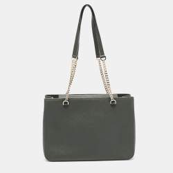 Pre Owned Dkny Green Saffiano Leather Chain Handle Tote