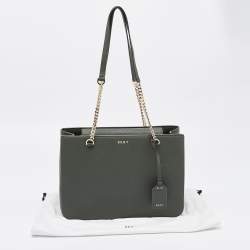 Pre Owned Dkny Green Saffiano Leather Chain Handle Tote